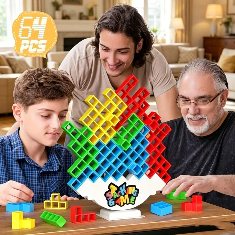 Party Games Competition - Kleurrijke stapelblokken Balans Uitdaging Torenspel Familiefeest