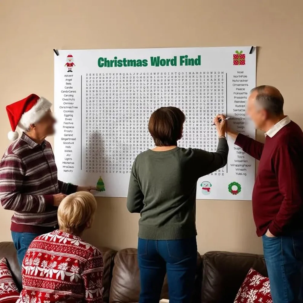 Party Games For Large Groups - Grote kerstwoordzoekposter voor feestdagen Leuk groepsspel