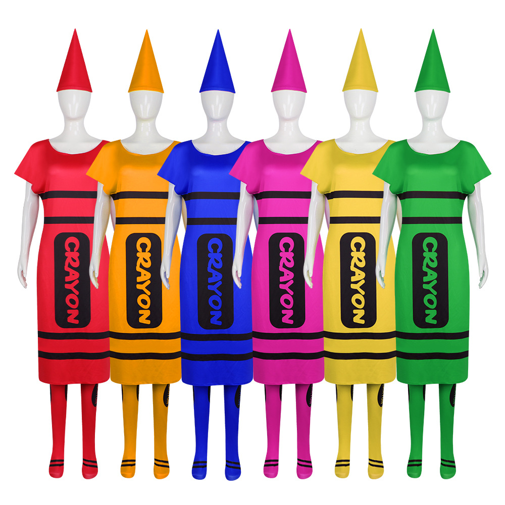 Party Games Adults Funny - Halloween Vrouwen Crayon Cosplay Outfit Volledige