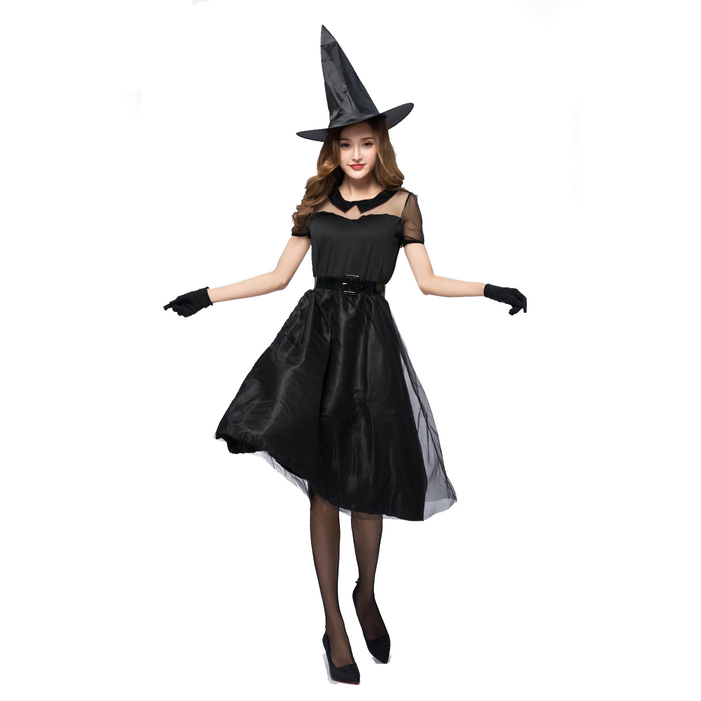 Party Games Simple - Halloween Zwarte Sluier Heks Cosplay Kostuum