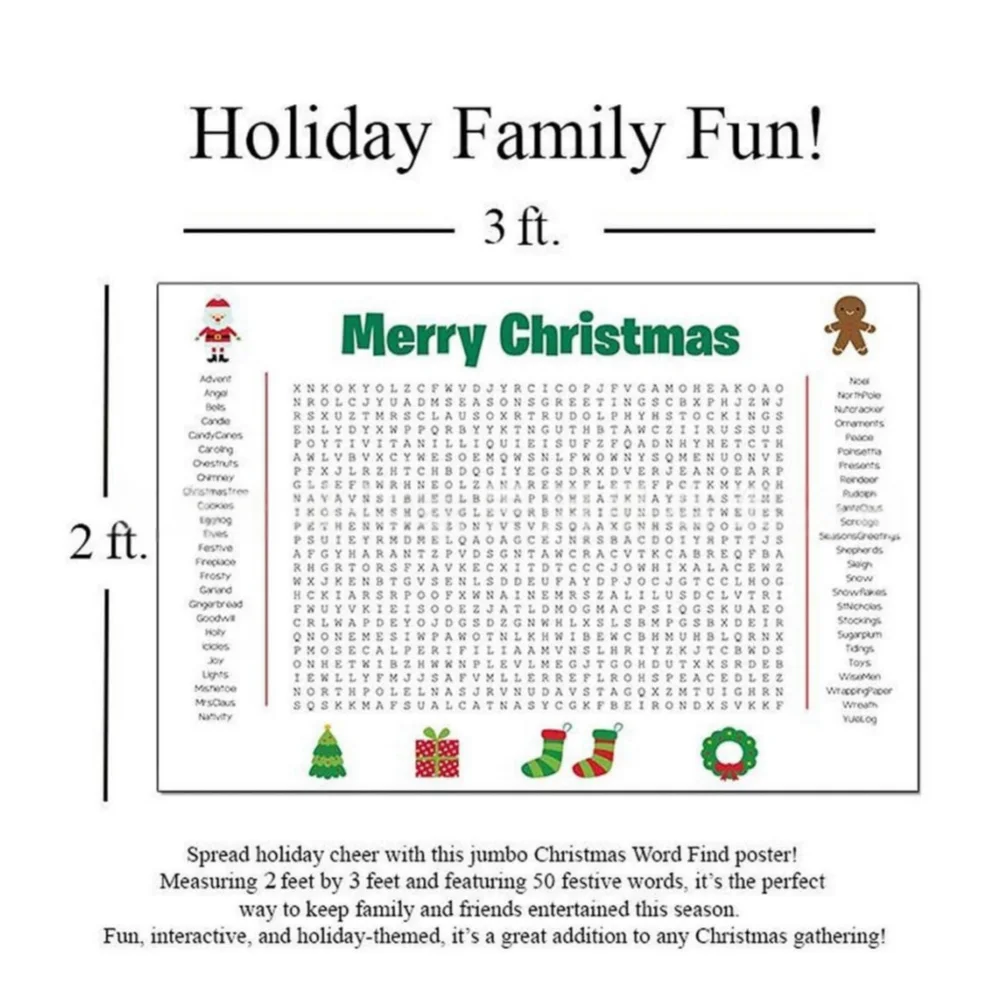 Grote kerstwoordzoekposter voo - Party Games For Large Groups recensie en prijs